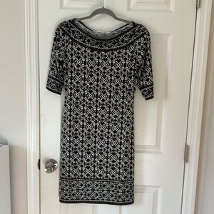 Max Studio grey and tan 3/4sleeve dress